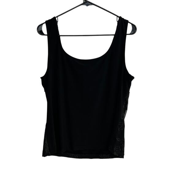 Alex Evenings Black Floral Embroidered Tank Top XL Glam Cocktail Elegant Formal - Picture 4 of 6